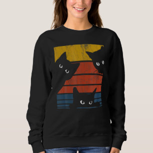 Retro Desi Hree Cats Vintage Schwarze Tiere Frauen Sweatshirt