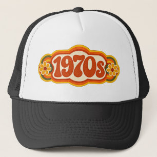 Retro-Design der 1970er Jahre mit Blumenmuster Truckerkappe