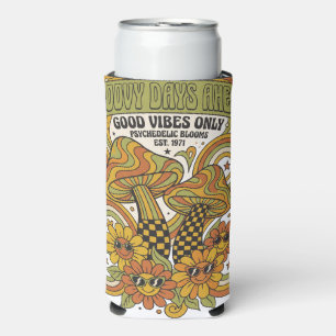 Retro-Design der 1970er Jahre mit psychedelischen  Selters Dosenkühler