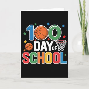 Retro-Design für Basketball-Fans zum 100. Schultag Karte