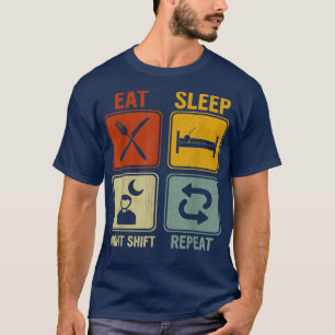 Retro-Design für Männer Frauen essen Schlafnachtsv T-Shirt