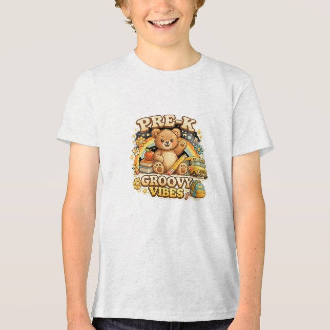 Retro-Design für Vorschule mit groovy Vibes Tri-Blend Shirt (Vorderseite)
