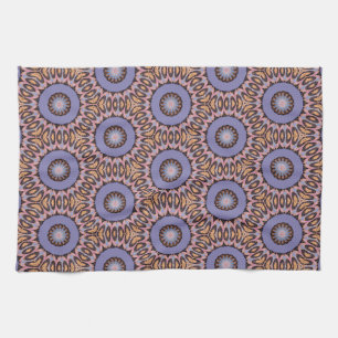 Retro-Design mit orangefarbenen und violetten Krei Geschirrtuch