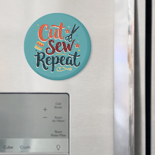 Retro-Design "Schneiden Nähen Wiederholen" für Näh Magnet