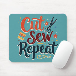 Retro-Design "Schneiden Nähen Wiederholen" für Näh Mousepad
