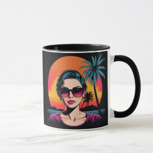 Retro Design Schönheit mit Sonnenbrille Tasse