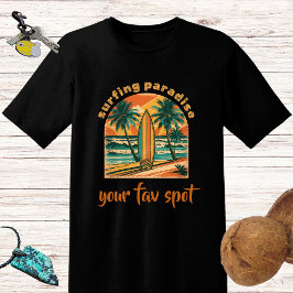 Retro-Design "Surfparadies" und Spot-Name T-Shirt