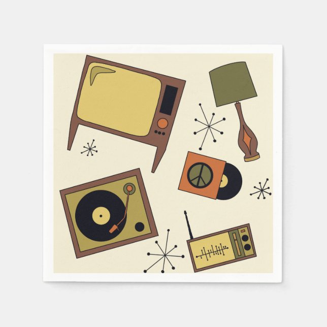 Retro-Designs für Platten, V.V. und mehr Serviette (Vorderseite)