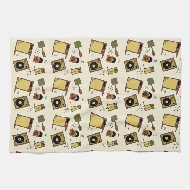 Retro-Designs von T.V.'s, Platten Geschirrtuch (Horizontal)