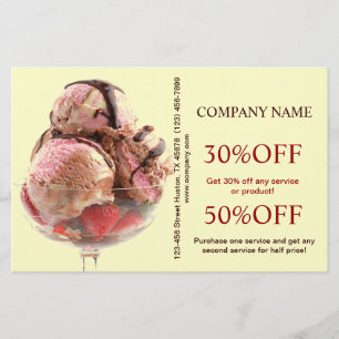 Retro-Desserts, Süßigkeiten Eis Flyer