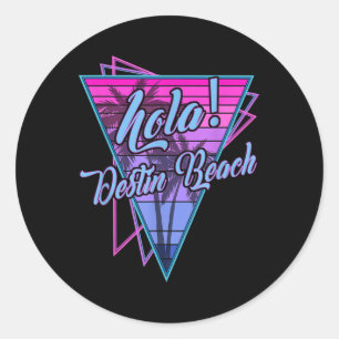 Retro Destin - Hallo Destin Beach Florida Vintage Runder Aufkleber