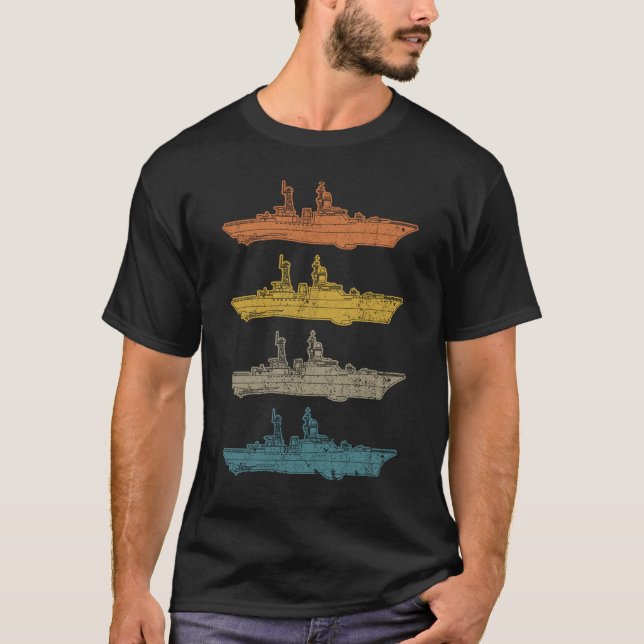 Retro Destroyer Navy Military Warship T-Shirt (Vorderseite)