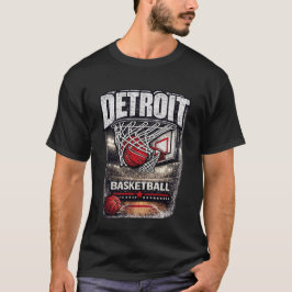 Retro-Detroit-Basketball-Straßenbekleidungsgrafik T-Shirt