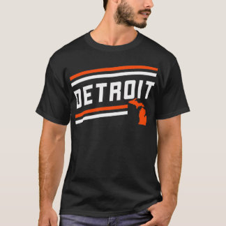 Retro Detroit City Stripes Orange Michigan Karte O T-Shirt