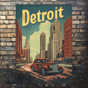 Retro-Detroit-Michigan-Reiseposter Poster