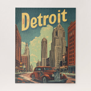 Retro-Detroit-Michigan-Reiseposter Puzzle