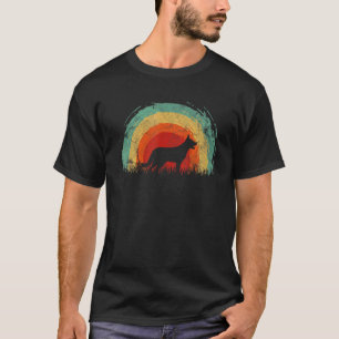 Retro Deutscher Schäferhund Vintage Regenbogen Hun T-Shirt