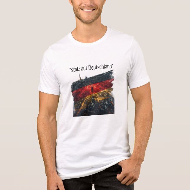 Retro Deutschland Skyline Tri-Blend Shirt (Vorderseite)