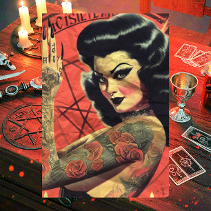 Retro Devilish Girl Seidenpapier