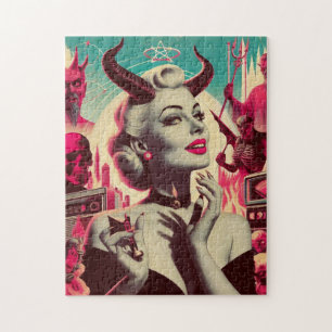 Retro Devilish Woman Collage Puzzle