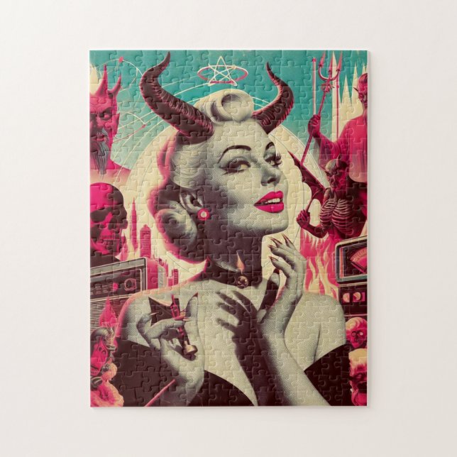 Retro Devilish Woman Collage Puzzle (Vertikal)