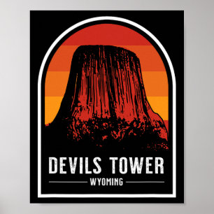 Retro Devils Tower National Monument Wyoming Wande Poster