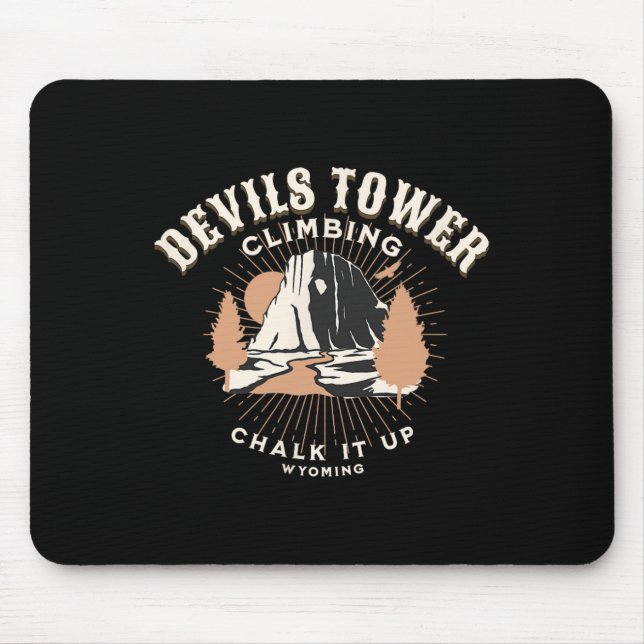 Retro Devils Tower Wyoming Berg Felsenklettern  Mousepad (Vorne)