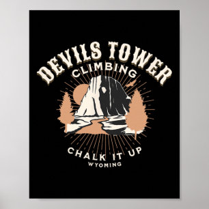 Retro Devils Tower Wyoming Berg Felsenklettern Poster