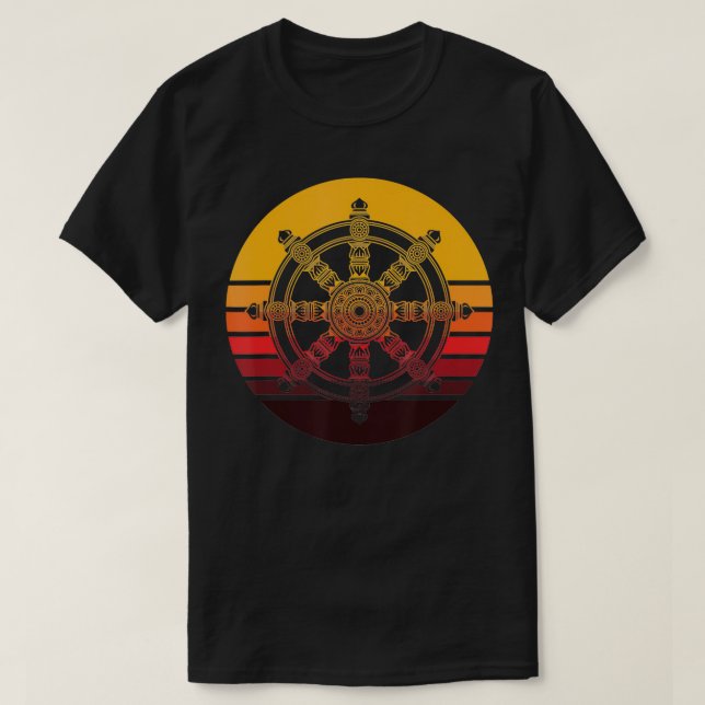 Retro Dharmachakra Hindu Sanskrit Buddhist Dharma T-Shirt (Design vorne)