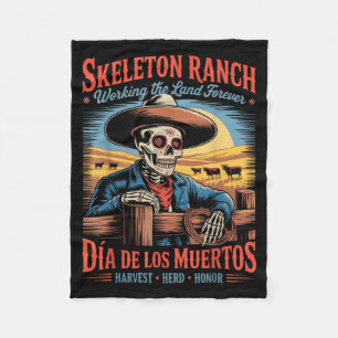 Retro Día De Los Muertos Cowboy Farmer Fleecedecke