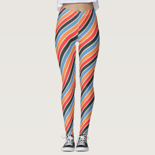 Retro Diagonal gestreift   Farbenfrohe moderne Mod Leggings