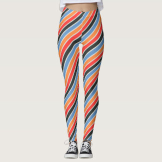 Retro Diagonal gestreift | Farbenfrohe moderne Mod Leggings