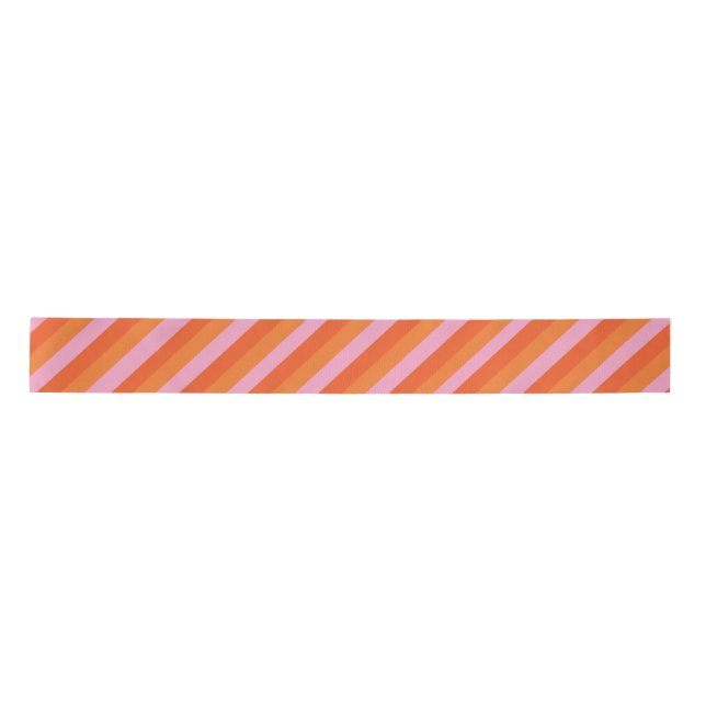 Retro Diagonal Orange und Pink Satin Ribbon Satinband (Vorderseite)