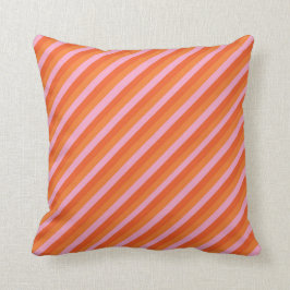Retro Diagonal Orange und rosa Streifen Kissen