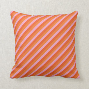Retro Diagonal Orange und rosa Streifen Kissen