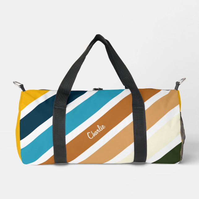 Retro Diagonale Streifen Duffle Bag (Vorderseite)