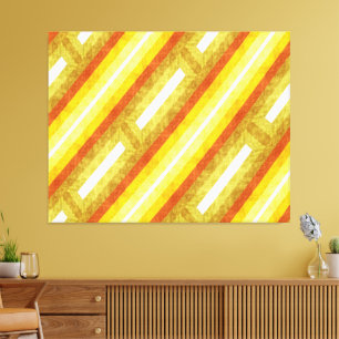 Retro diagonale Streifen in Gelb und Orange Leinwanddruck