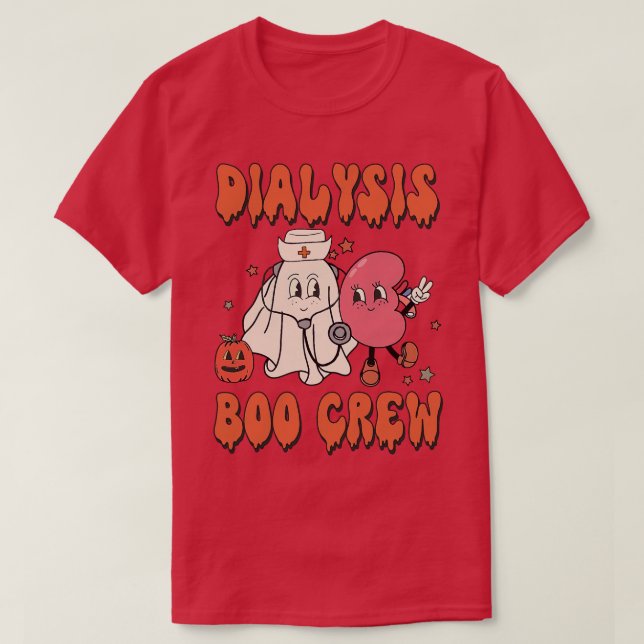 Retro Dialysis Boo Crew Dialyse NurHalloween C T-Shirt (Design vorne)