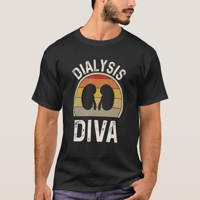 Retro Dialysis Diva Nurse Nephrologie Dialyse Tech T-Shirt (Vorderseite)
