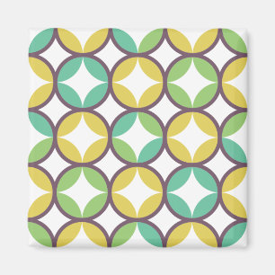 Retro-Diamant im Kreis-Muster Blau Grün Gold Magnet