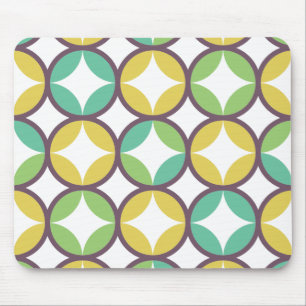 Retro-Diamant-im-Kreis-Muster Blau Grün Gold Mousepad