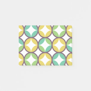 Retro Diamant in Kreis Muster Blau Grün Gold Post-it Klebezettel