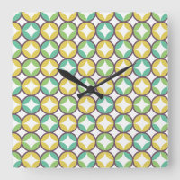Retro Diamant in Kreis Muster Blau Grün Gold