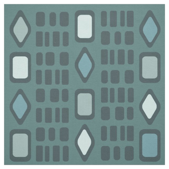 Retro-Diamanten-Rechtecke Aquamarin Stoff (Muster)
