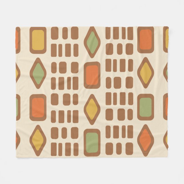 Retro-Diamanten-Rechtecke farbig 1 Fleecedecke (Vorderseite (Horizontal))