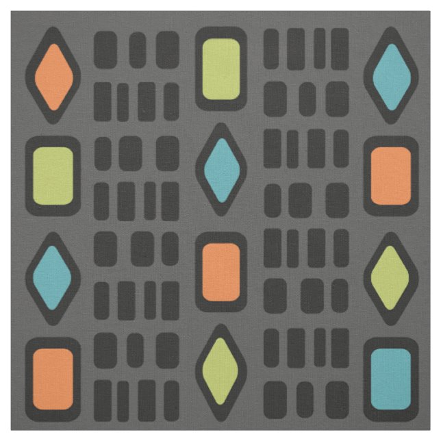 Retro-Diamanten-Rechtecke Mehrfarbig 5 Stoff (Muster)
