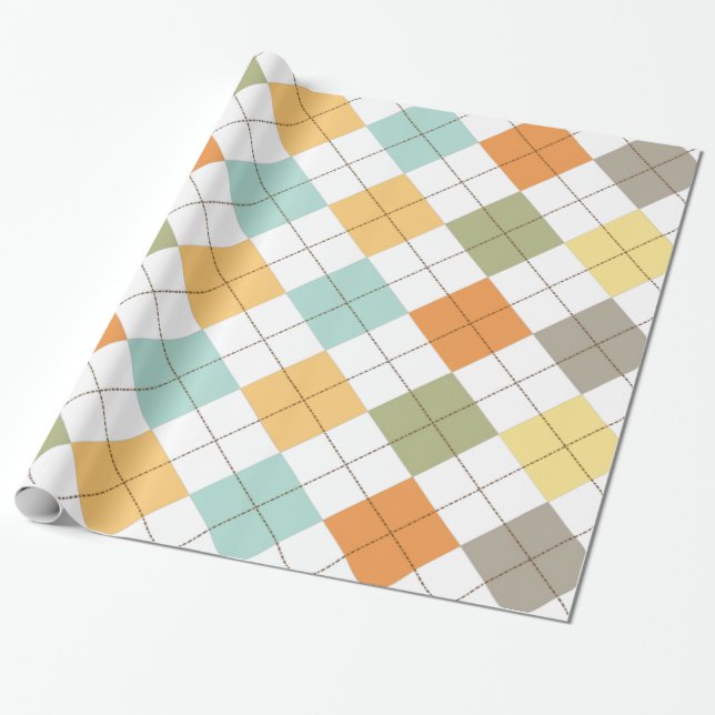 Retro-Diamantmuster-Geschenkverpackung Geschenkpapier (Ungerollt)