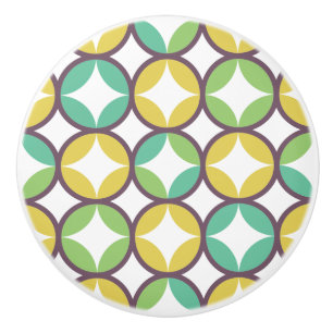 Retro Diamond in Circle Muster Blue Green Gold Keramikknauf