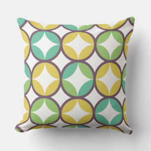 Retro Diamond in Circle Muster Blue Green Gold Kissen
