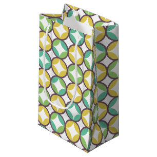 Retro Diamond in Circle Muster Blue Green Gold Kleine Geschenktüte